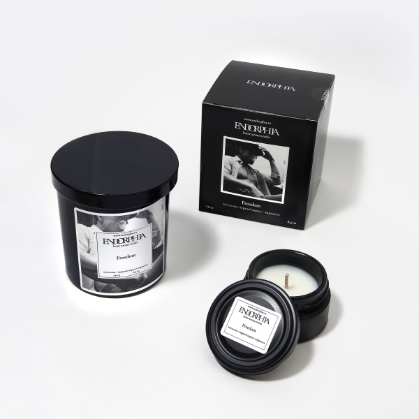 Аромасвеча Endorphia, Black, аромат Freedom, 50 мл. 